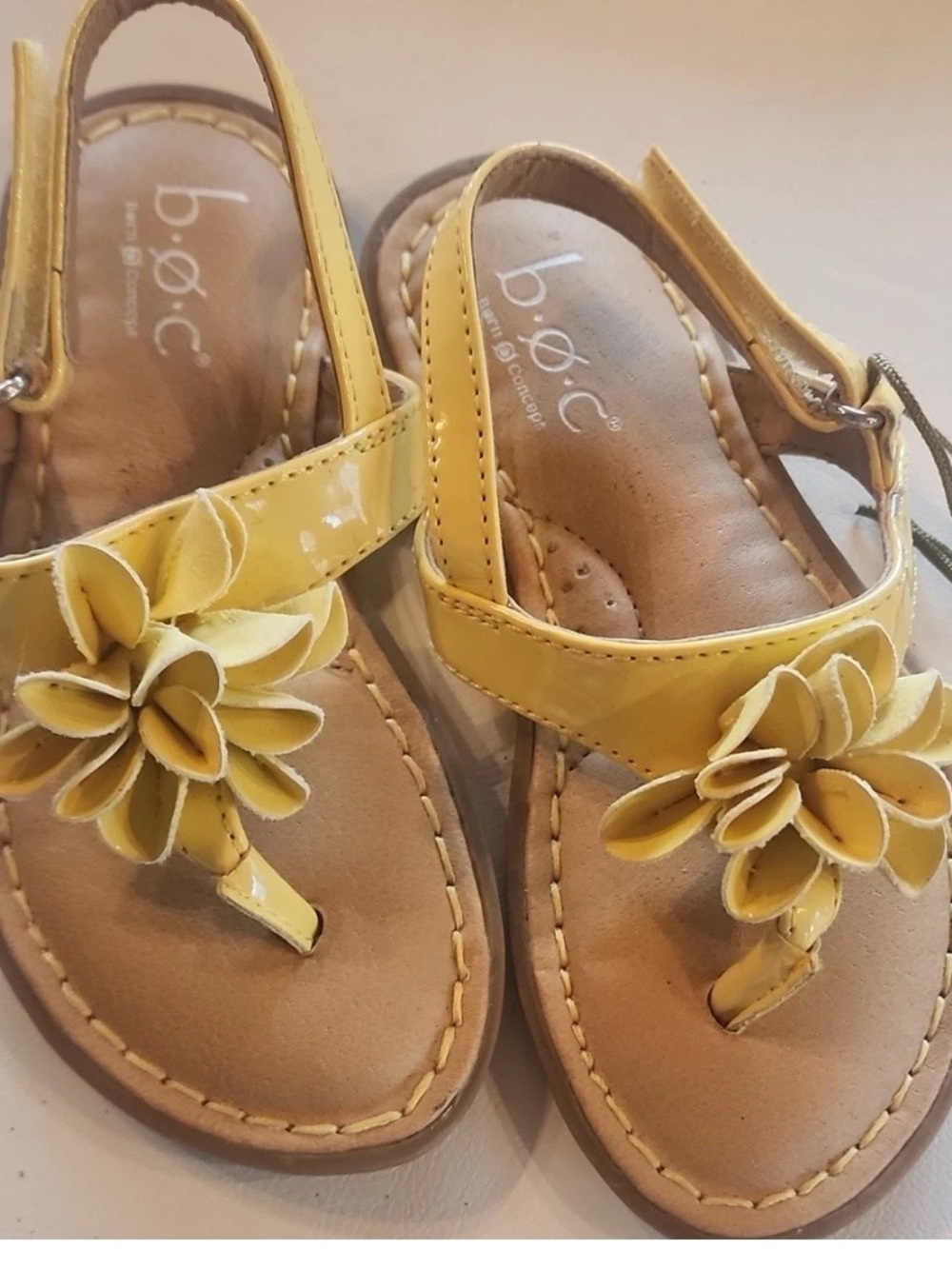 b.o.c Yellow Floral Toe-Post Sandals for Kids